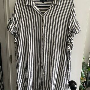 Madewell Black and White Striped Casual Shirt